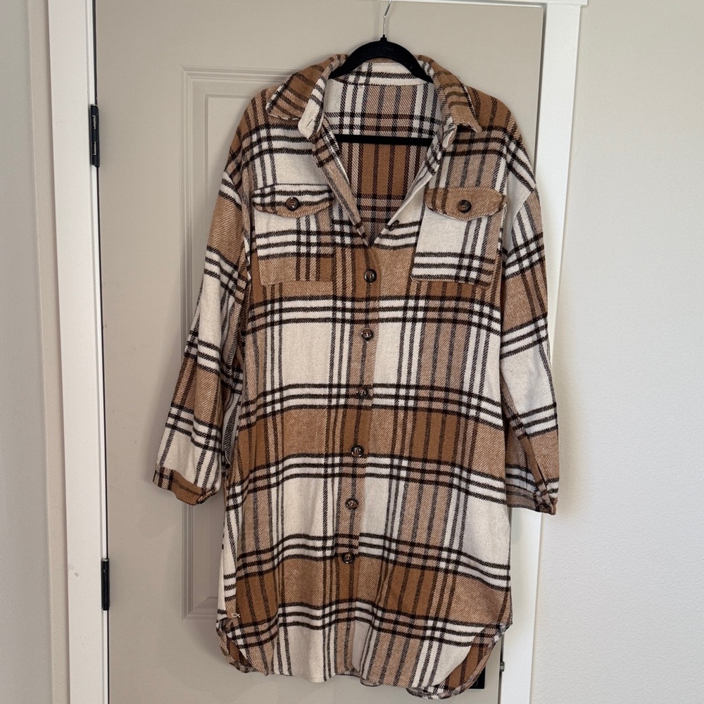 Plaid Button-Up Shirt Jacket